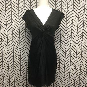 H&M Black Front Knot V-Neck Dress